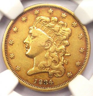 1834 Classic Gold Half Eagle $5 - Ngc Vf30 - Rare Certified Gold Coin