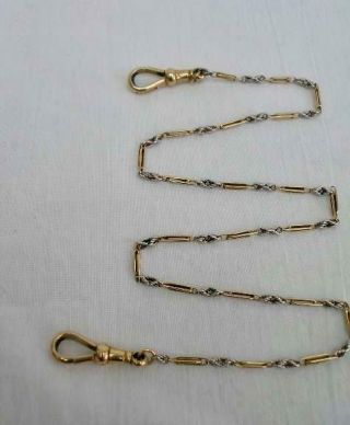 Fine Antique 18ct Solid Two Colour Gold Watch Chain Necklace.