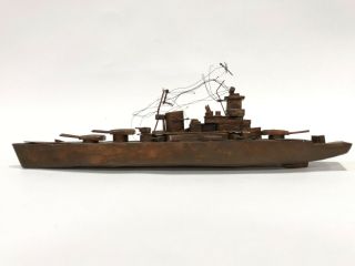 Wwi Wwii Battleship Hms British Display Model Copper Metal Warship Trench Art