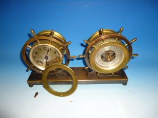 Chelsea Ships Bell Clock & Barometer,  Yacht Wheel Design Serial 226198 - - As - Is