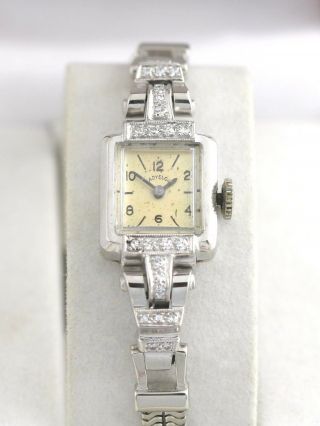 Vintage Lady Elgin Diamond Watch Platinum 14k Bracelet 19 Jewels Ladies Estate