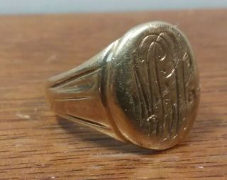 Vintage 10k Solid Gold Ring Sz 10.  5 8.  8 Grams