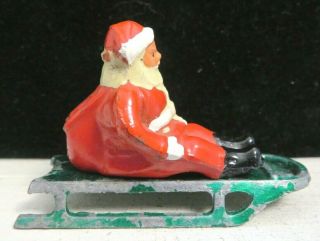 Vintage Barclay Lead Toy Figure Santa Claus On Sled B - 194 Paint
