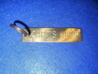 Vintage Brass Key Tag And Ring Marked Capt’s Keys Ship Boat Nautical