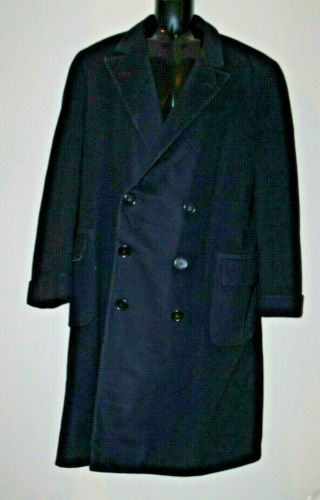 Vintage Finchley 30s Coat Mens Double Breasted Winter Blue 42 Wool Heavy