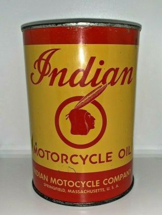 Rare 40s Vintage Indian Motorcycle Oil Can Sae 50 Great Graphics
