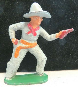 Vintage Barclay Lead Toy Figure Cowboy With Two Pistols Pointing One B - 096