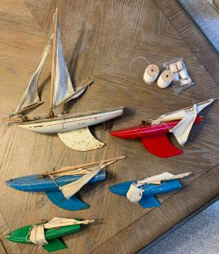 5 Vintage Pond Yachts Boat Model Sailboat Toy Star Productions By Birkenhead