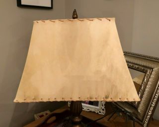 VINTAGE COLLLECTIBLE FOSS SEAMLESS LAMB SKIN RAWHIDE LAMP SHADE 18X11X12 (P) 4