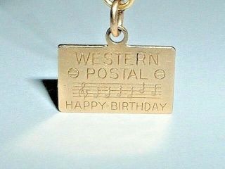 Vintage 14k Yellow Gold Happy Birthday Postal Letter Charm
