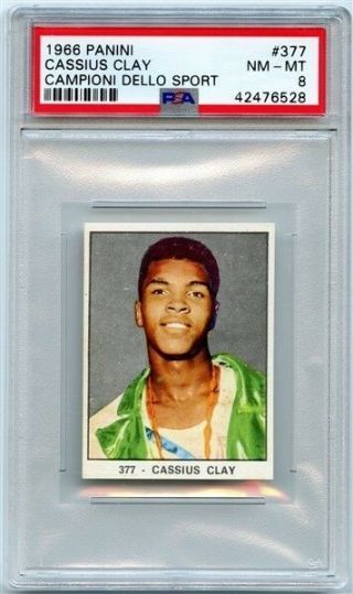 1966 Panini Campioni Dello Sport 377 Cassius Clay Muhammad Ali Psa 8 Nm - Mt Rare