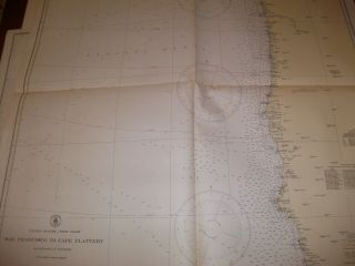 Vintage Nautical Maritime Chart (san Francisco To Cape Flatterly Calif.  Usa