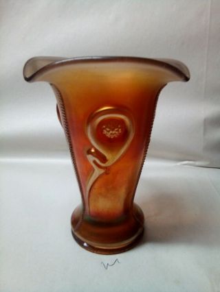 Antique Northwood Carnival Glass Amethyst Small Tornado Vase 1900s
