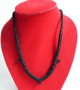 28 " Necklace Rope Wax Thai Buddhist Amulet Black Handmade Pendant 3 Hook N02