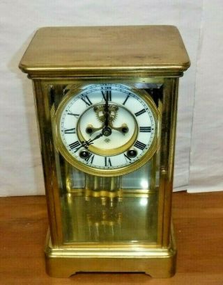 ANTIQUE ANSONIA CHIME CLOCK 8 DAY CRYSTAL REGULATOR OPEN ESCAPEMENT 4