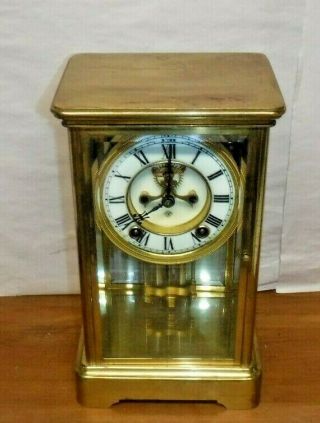 ANTIQUE ANSONIA CHIME CLOCK 8 DAY CRYSTAL REGULATOR OPEN ESCAPEMENT 5