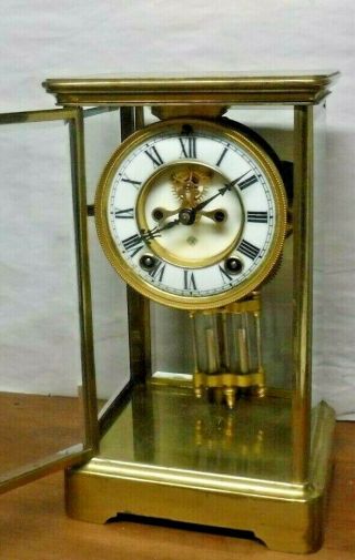 ANTIQUE ANSONIA CHIME CLOCK 8 DAY CRYSTAL REGULATOR OPEN ESCAPEMENT 6