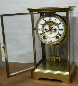 ANTIQUE ANSONIA CHIME CLOCK 8 DAY CRYSTAL REGULATOR OPEN ESCAPEMENT 7