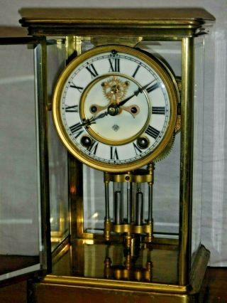 ANTIQUE ANSONIA CHIME CLOCK 8 DAY CRYSTAL REGULATOR OPEN ESCAPEMENT 9