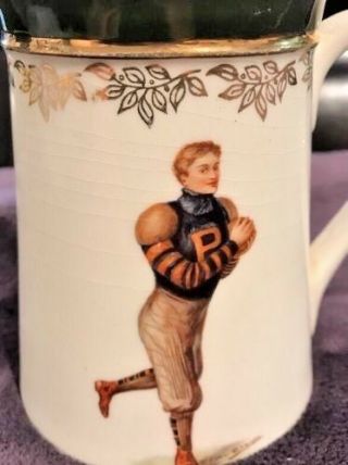 Antique 1900s Princeton Tigers Football Mug By F Earl Christy Avon Porcelain Cup