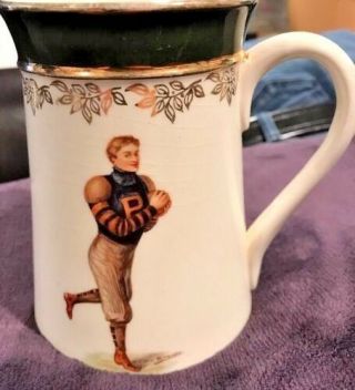 Antique 1900s Princeton Tigers Football Mug by F EARL CHRISTY Avon Porcelain Cup 2