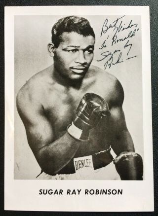 Sugar Ray Robinson Signed Photo - Vintage Boxing Memorabilia