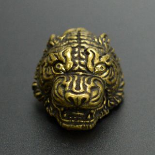 Chinese Copper Brass Bronze The Tiger Head Small Pendant Exorcise Evil Spirits