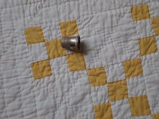 Antique Mustard Yellow & White Postage Stamp QUILT 76x65 6