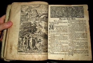 1741 HOLY BIBLE Illustrated PIGSKIN Antique GERMAN Luther PLATES Vellum BOOK Old 6