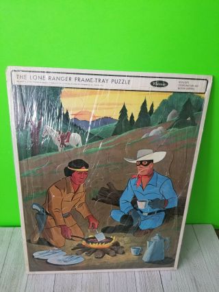 1967 " Lone Ranger & Tonto " Whitman Frame - Tray Puzzle - Tv Cartoon Radio Cowboy