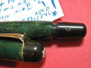 vtg Montblanc 15 Flex 14c Gold Nib Jade Green Button Fill 1930s Fountain Pen 11