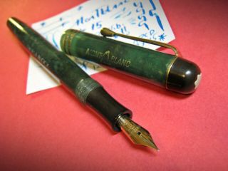 Vtg Montblanc 15 Flex 14c Gold Nib Jade Green Button Fill 1930s Fountain Pen