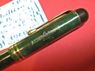 vtg Montblanc 15 Flex 14c Gold Nib Jade Green Button Fill 1930s Fountain Pen 3