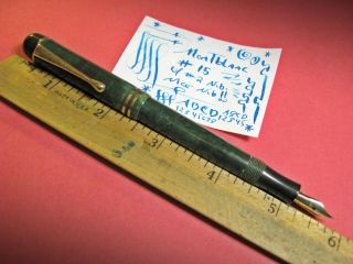 vtg Montblanc 15 Flex 14c Gold Nib Jade Green Button Fill 1930s Fountain Pen 4