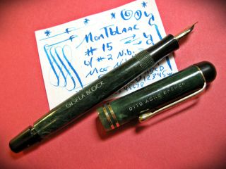 vtg Montblanc 15 Flex 14c Gold Nib Jade Green Button Fill 1930s Fountain Pen 8