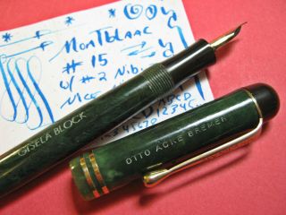 vtg Montblanc 15 Flex 14c Gold Nib Jade Green Button Fill 1930s Fountain Pen 9