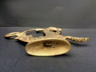 Antique Vintage Venetian Solid Brass Gondola Sea Horse Italy Oar Mount 3