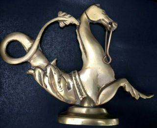 Antique Vintage Venetian Solid Brass Gondola Sea Horse Italy Oar Mount 4