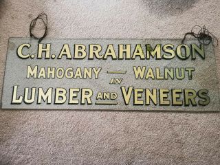 Antique Gilt Reverse - Painted Advertising Sign C.  H.  Abrahamson Lumber And Veneer
