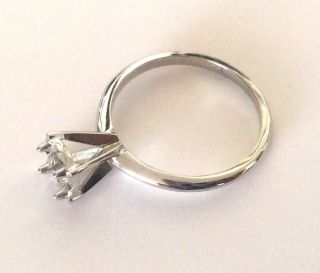 Nos Vintage 14k White Gold Setting Sz 6 1/4 Ladies Engagement Ring 3.  6 Mm Stone