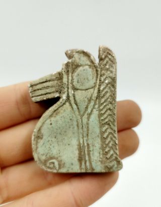 Large Unusual Ca.  1300 Bc Egyptian Faience Eye Of Horus Amulet - Wearable - R266