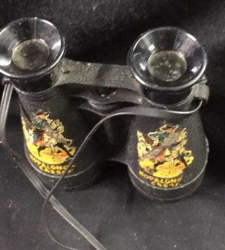 Vintage Hopalong Cassidy Metal Toy Sport Glass Chicago Cowboy Binoculars