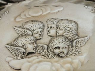 Antique Victorian Solid Silver Pin Trays / Dressingtable Trays - Cherubs