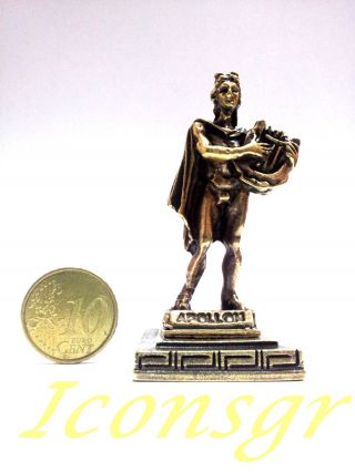 Ancient Statue Apollo Greek Miniature Olympian God Pantheon Sculpture Zamac Gold