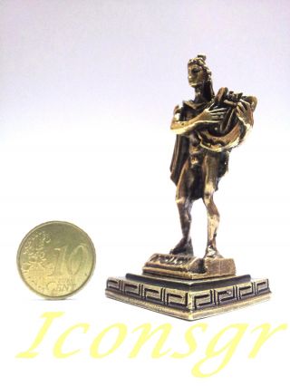 Ancient Statue Apollo Greek Miniature Olympian God Pantheon Sculpture Zamac Gold 2