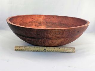 Large 18 " Antique 19c England Hand Turned Wood Dough Bowl Incised Band Vgc