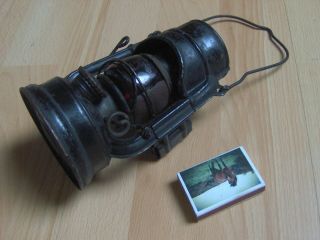 Vintage German Ww2 Feuerhand Atom Nr 75 Fs Kerosene Lamp Lantern Red Globe