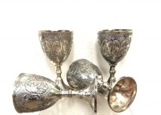 Corbell & Co Silver Plate Embossed Goblet Chalice Ornate Floral Design Vintage 2