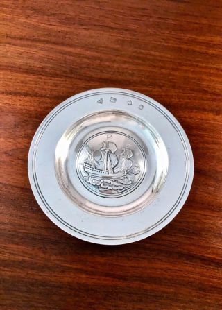 Garrard & Co.  English Solid Sterling Silver Magnum Bottle Coaster: Ship / Boat