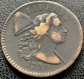 1794 Large Cent Liberty Cap Flowing Hair One Cent Better Grade Rare 12796